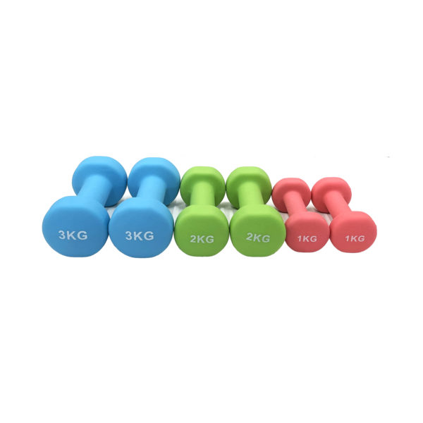 12KG Neoprene Dumbbell Package - Pink, Green & Blue - Image 2