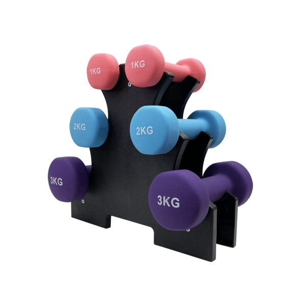 12KG Neoprene Dumbbell Package - Pink, Blue & Purple