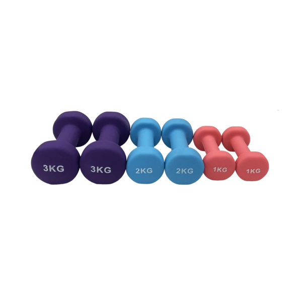 12KG Neoprene Dumbbell Package - Pink, Blue & Purple - Image 2