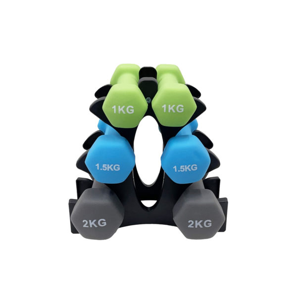 9KG Neoprene Dumbbell Package - Green, Blue & Grey - Image 2