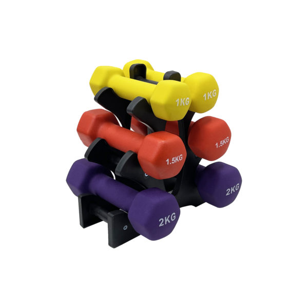 9KG Neoprene Dumbbell Package - Yellow, Red & Purple