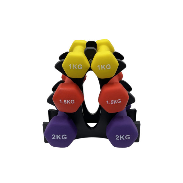 9KG Neoprene Dumbbell Package - Yellow, Red & Purple - Image 2