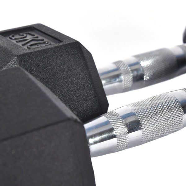 Rubber Hex Dumbbell 1-10kg Pair - Image 4