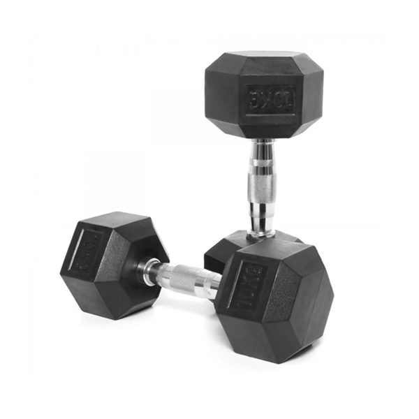 Rubber Hex Dumbbell 1-10kg Pair - Image 2