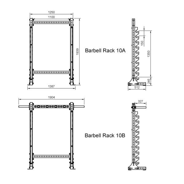 Freestanding Barbell Storage Rack Horizontal 10A - Image 6